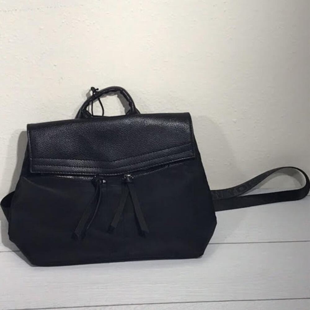 Botkier Black Faux Leather Foldover Backpack NWT